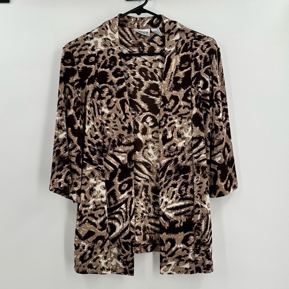 Chico’s Travelers Women’s Open Front 3/4 Sleeves Animal Print Cardigan Size 0/Sm - Picture 1 of 10